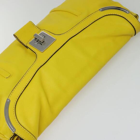 CELINE Chain Shoulder Bag Leather Yellow Silver - Picture 6 of 12